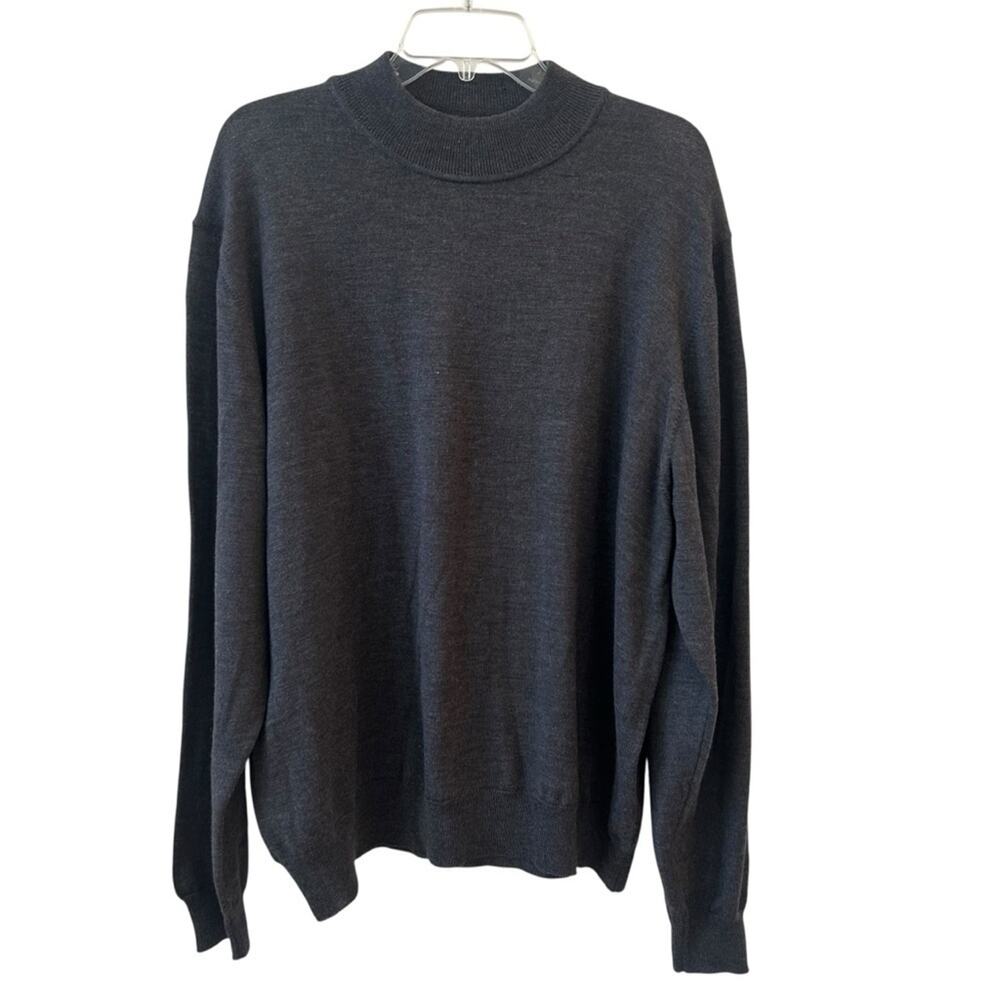 John Nordstrom Mens Extra Fine Merino Wool Sweater Size XL Dark Charcoal Gray